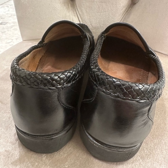 Allen Edmonds Maxfield Sz 8 D Loafers Black Leather Braided Trim Tassels Shoes